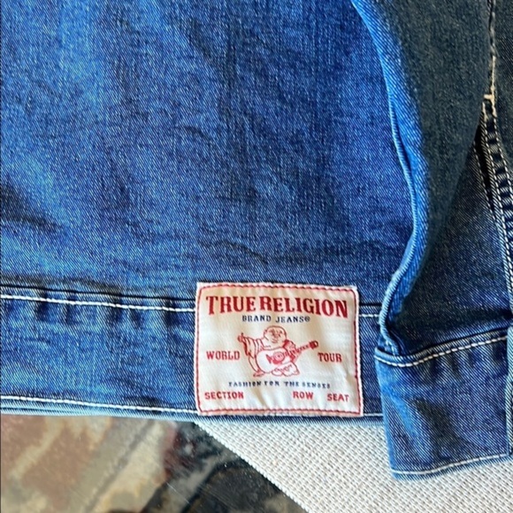💰True Religion Blue Denim Jacket,size L  women glittery jacket, brand new🥰 - Picture 5 of 9